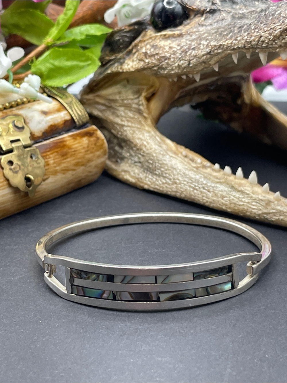 Alpaca abalone bracelet vintage